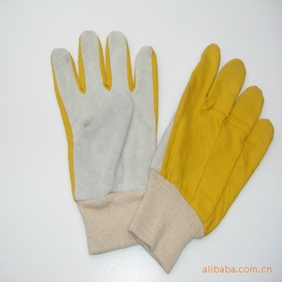 【本色磨砂牛二層羅紋口,黃色布背花園手套,無里】價格,廠家,圖片,防護(hù)手套,南通紐萊頓皮革制品銷售部-