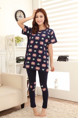 【2014春夏新款糖果色睡衣 愛心卡通短袖睡衣套裝女睡衣 日系家居服】價(jià)格,廠家,圖片,家居服、睡衣、浴袍,汕頭市潮陽區(qū)銅盂艾妮服裝廠-